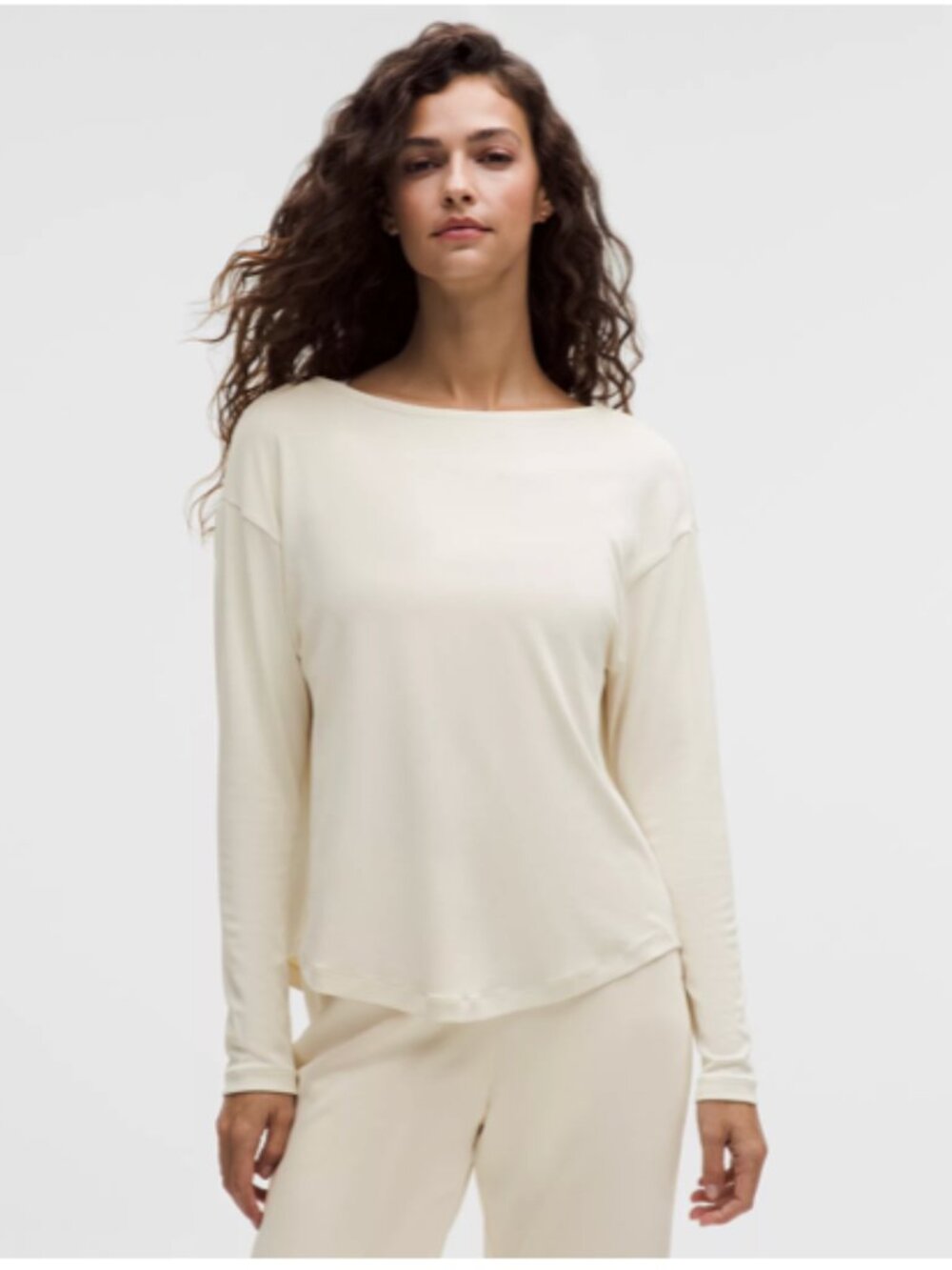 Drapey Softstreme Boatneck Long-Sleeve Shirt Light Ivory Size M NEW